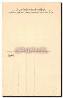 Chapelle des Carmélites de Lisieux — Autel du peristyle précédant la chapelle de la Châsse — éditeur impr. sur la carte — Verso