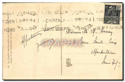 A Capela das Carmelitas de Lisieux — editor 'Du Bois Sculpte' — n° 39 — Verso