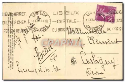 Capela e Relíquia de Santa Teresinha — Lisieux — editor Léonard — Verso
