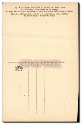 Capela e Santuário da Béthérèse do Menino Jesus — editor não visível — n° de série 10 — Verso