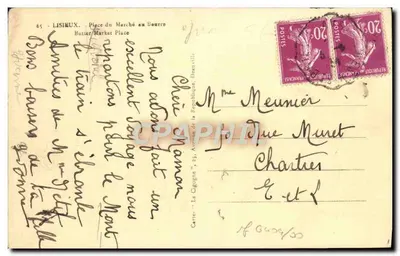 Lisieux — Praça do Mercado au Bourre — editor desconhecido, n° de série 61 — Verso