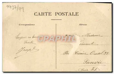 Stara pocztówka Caen — Zamek Port Secours i Kaszern Lefevre Militaria — Rewers