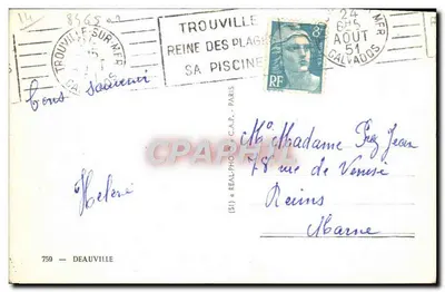 Deauville — Lembrança de Deauville — n° 759 — Verso