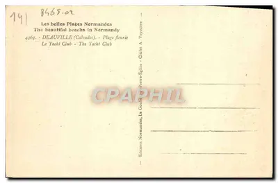 Deauville (Calvados) — O Clube de Yacht — Editor Le Goudey, n° 4463 — Verso