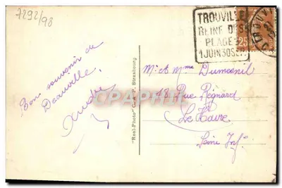 Deauville - Plac Morny — widok fontanny z figurami — wydawca C.A.P. n°280 — Rewers