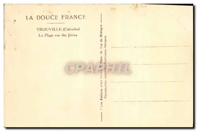 Trouville — La Playa vista desde las Darsenas — Ediciones de Arte YVON — Reverso