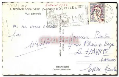 Trouville-Deauville — Vista geral — Éditions Gaby — Verso