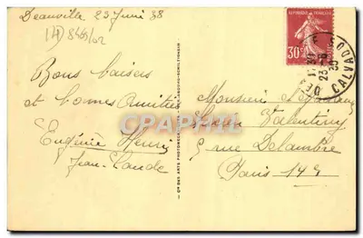 Trouville-Deauville — O novo cais dos iates — editor CP DES ARTS SCHLITIGNEIR n°897 — Verso