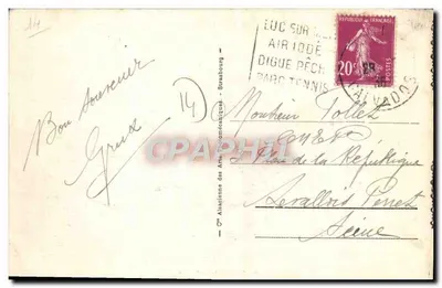 Ouistreham - Le Port — vue du port avec phare et voiliers — éditeur CPAH — Verso