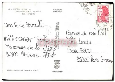 Au Caneton — Restaurant à Orbec — éditeur Arnaud Frères - Nantes — Verso