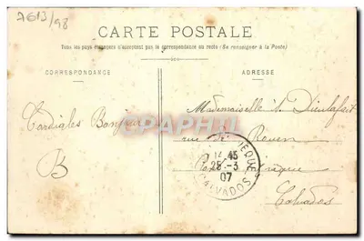Stara pocztówka Saint Andre d'Hebertot — Zamek — Rewers