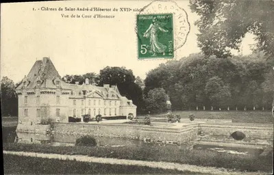 Zamek Saint-André-d'Hébertot z XVII wieku — Widok dziedziny honorowej — O. B. wydawca, Lisieux
