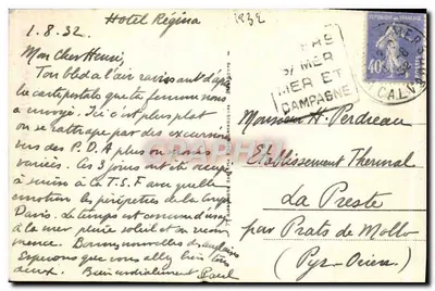 Villers-sur-Mer — A Digue e a Praia — Bilhete postal antigo n°90, editor ARA — Verso