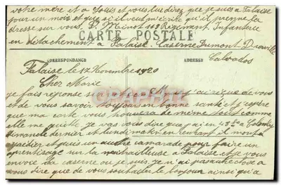 Falaise — A Caserne Dumont-d'Urville — C. Jeanne, edit.-fot. Falaise, n°33 — Verso