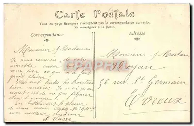 VIRE — Les Vaux — widok panoramiczny z zamkiem na wzniesieniu — Rewers