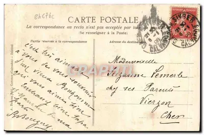 Le Gars de Falaise — scène humoristique avec deux hommes en costume traditionnel près d'un chariot — éditeur A. D. 268 — Achterkant