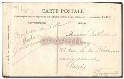 Le Gars de Falaise — scène humoristique avec deux hommes et une lanterne — éditeur A. Lutbeq, cat. Communes (Catacasse) — n° A+D. 299 — Verso