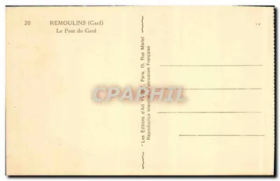 O Ponte do Gard — Remoulins (Gard) — Les Éditions d'Art Yvon, Paris — Verso