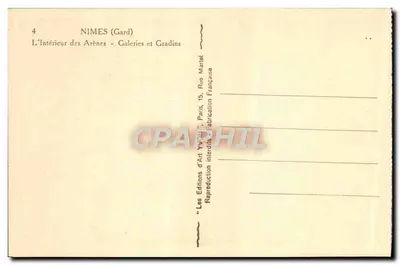 Nîmes (Gard) — Wewnętrzna część Aren — Galerie i Trybuny — Yvart — Rewers
