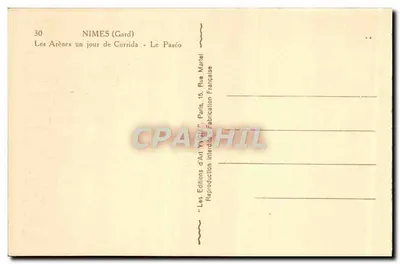 Nîmes — As Arenas em um dia de Corrida — Les Éditions d'Art Wach, Paris — Verso