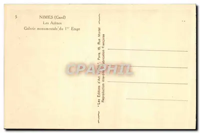 Nîmes (Gard) — Areny, monumentalna galeria pierwszego piętra — Éditions d'Art WON, Paryż — Rewers