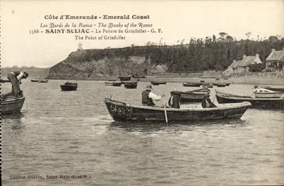 Côte d'Emeraude - Emerald Coast — Os Margens da Rance - The Banks of the Rance — Saint-Suliac - A Ponta de Grinfollet — G.F. — Edição Guérin, Saint-Malo (1.-et-V.)