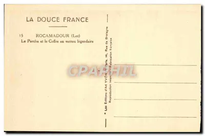 Rocamadour — O Porche e o Coffre com o fecho lendário — Les Éditions d'Art Yvôn, Paris — Verso