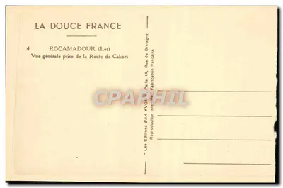 Rocamadour — Ogólny widok z Drogi z Cahors — Éditions d'Art Yvonne, Paris — Rewers
