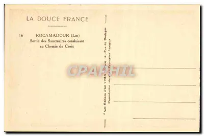 Rocamadour — Wyjście z Świętych Miejsc prowadzące na Szlak Krzyża — Les Éditions d'Art VV/N Paris — Rewers