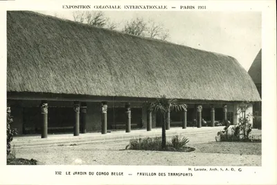 Exposição Colonial Internacional — Paris 1931 — O Jardim do Congo Belga — Pavilhão dos Transportes