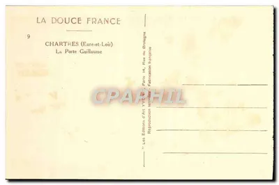 Chartres (Eure-et-Loir) — La Porte Guillaume, tour médiévale avec pont et canal — Éditions d'Art Yvon, n°9 — Verso