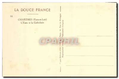 Chartres (Eure-et-Loir) — Rzeka Eure i Katedra — Les Éditions d'Art YVC, Paris — Rewers