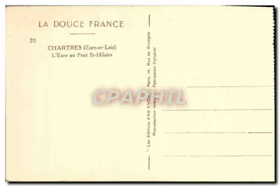 Chartres (Eure-et-Loir) — L’Eure au Pont St-Hilaire — Wydawnictwo Art YVON, Paryż — Rewers