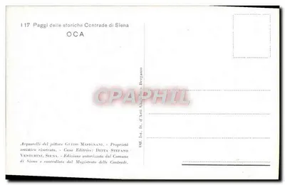 Strona 17 z historycznych Contrade Sienie — Guido Masignani — Wydanie zgodne z Miastem Sienie — Rewers