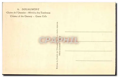 Douaumont — Cloître de l'Ossuaire — Alvéoles des Tombeaux — Edición del Comité del Ossuario, Nancy — Reverso