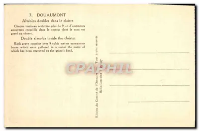 Douaumont — Krypta podwójnych komór — Wydanie Komitetu Ossuarium, Thionville — Rewers