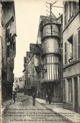 Troyes (Aube) — Rue Champeaux, wieża schodów Domu Rzemieślnika — CA. Brant lidier, wydawca fotograficzny, Troyes
