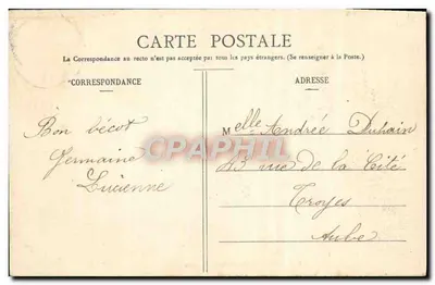 St-Germain (Aube) — Ayuntamiento y Escuela — editor Bougille, n° 1074 — Reverso