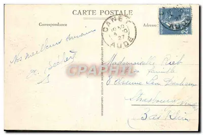 Stad Carcassonne - Aanvoer van de Poort van Aude — Foto Roudière, Uitgever — Achterkant
