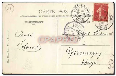 Miasto Carcassonne - Brama Aude — Fot. Michel Jordy, nr 3 — Rewers
