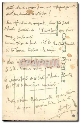 Stadt Carcassonne — Eingang zur Porte d'Aude — B. Caspous, Verlag — Rückseite