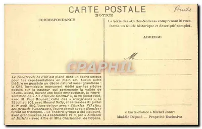 Teatr Miasta — Carcassonne — Michel Jordy, n°19 — Rewers