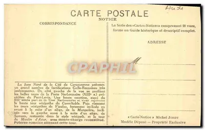 A Cidade de Carcassonne — Vista Geral do Norte — Nota — Verso