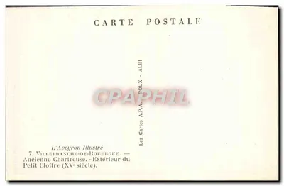 Antica Chartreuse - Esterno del Piccolo Chiostro (XVe secolo) — Le Carte A.P.A. POUX - ALBI — Verso