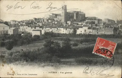Bilhete postal antigo Istres Vista Geral
