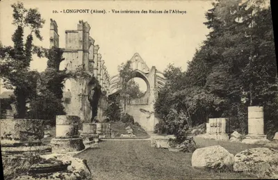 Longpont (Aisne) — Vista interna das Ruínas da Abadia — Bollet, edit. Longpont (Aisne)