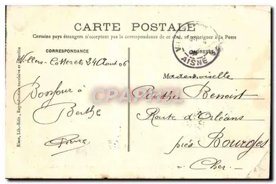 Villers-Cotterêts - Château de François Ier (façade sur la Cour d'honneur) — éditeur Riese, Lib.-Edit. n°20 — Verso