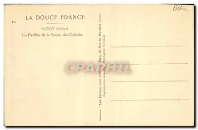 Pavilhão da Fonte dos Célestins — Vichy (Allier) — Les Éditions d'Art Yvon, Paris — Verso