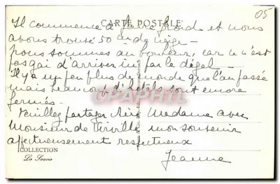 La Joux blisko Argentière — zimowy widok z chaletami pokrytymi śniegiem — nr 12813 — Rewers