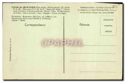 Gorges van Guil - Vallei van Queyras (Hoog-Dauphiné) — De Route van de Alpen — Uitgever: Collectie Robvé, n° 10-21 — Achterkant